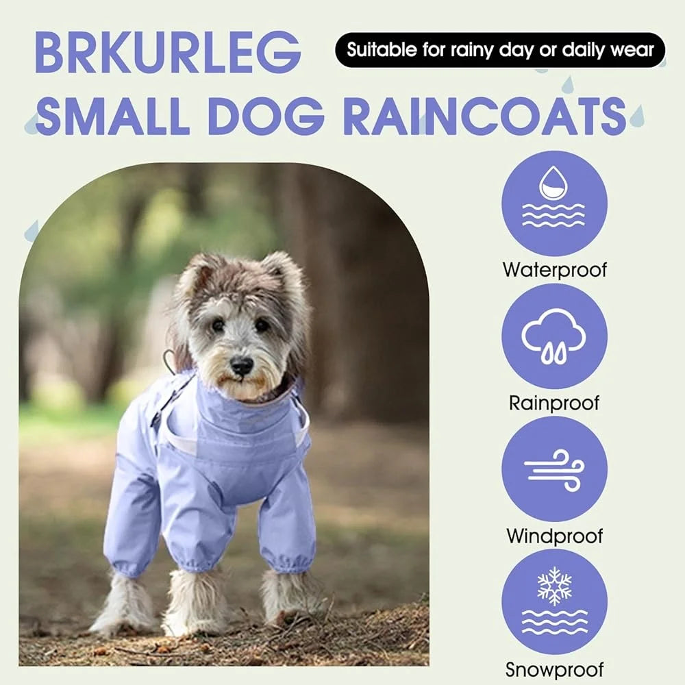Waterproof Dog Raincoat With Harness Adjustable Lightweight