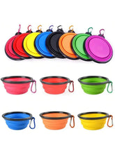 2026 Folding Portable Silicone Dog Feeder Bowl 2 In 1 Pet Dispenser Outdoor Travel Dog Cat With Carabiner Bottle Food Water Container