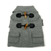 Static Rivited Fashion Collared Wool Pet Coat,Vintage Horn Button Wool Blend Dog Coat Thick Warm Two‑leg Pet Jacket Turn‑down Collar Pocket Design Windproof Cold‑Resistant Outfit for Medium Small Dogs Autumn Winter Outd