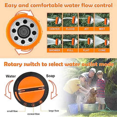 Upgrade Dog Washing Hose Attachment, 8 Spray Patterns Dog Wash with 3.5oz 100cc Soap Dispenser, Dog Washing Gloves, Dog Bath Br