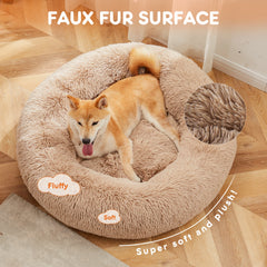 JHK Calming Dog Bed Washable Plush Faux Fur Cozy Comfort