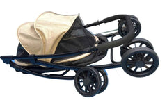 Pet Stroller 2-in-1 Detachable with Removable Lightweight Carrier Basket One-Click Fold 4-Wheel Dog Cat Trolley Breathable Mesh Windows Large Storage Space for Small Medium Pets