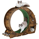 HiMISS Multifunctional Cat Exercise Wheel Featuring Scratcher And Bowls