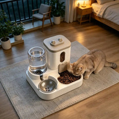 2 In 1 Automatic Cat Feeder Water Dispenser Dual Purpose Auto Portion Control Pet Food Water Bowl for Small Dogs Kittens