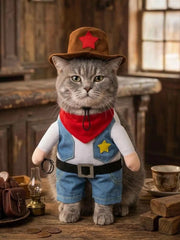 Halloween Pet Cowboy Costume With Hat For Cats And Dogs