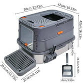 Enclosed Stainless Steel Cat Litter Box with Lid Extra Large for Big Cats Kitty Metal Litter Pan Tray High Wall Sides
