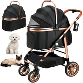 Foldable Pet Stroller for Medium Dog Cat Up to 55 lbs,All-Terrain 3-in-1 Dog Stroller with Carrier,Storage Basket,Cup Holder