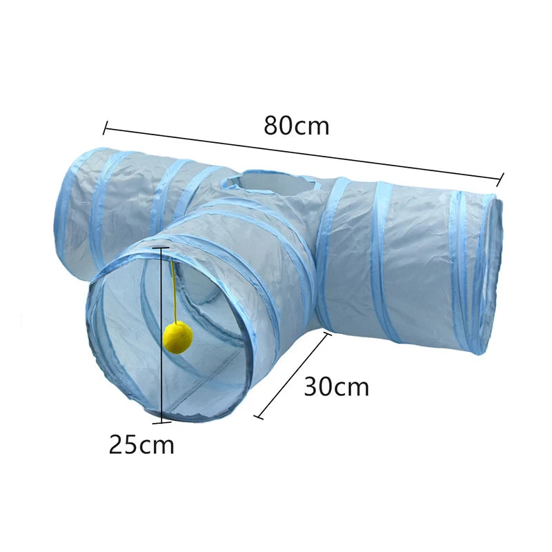 Foldable Cat Tunnel Tube Toy With Peep Hole Interactive Play