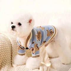 DOGGYZSTYLE Luxury Striped Cotton Cardigan Sweater For Dogs And Cats