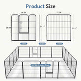 JHK 16 Panels Dog Playpen Pet Fence Metal 24 Inch to 32 Inch Foldable Large Dog Puppy Exercise for Yard Gate Camping Outdoor
