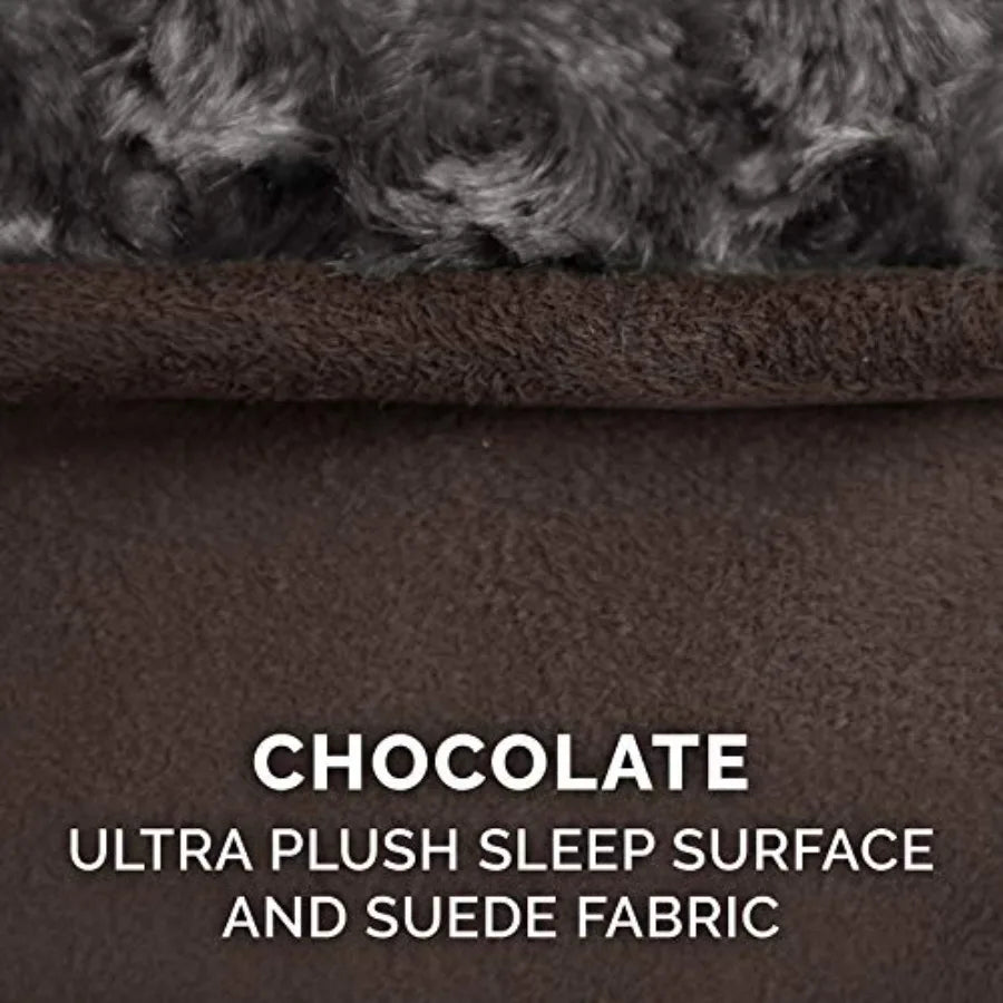Cooling Gel Dog Bed Removable Washable Cover Faux Fur Lounger