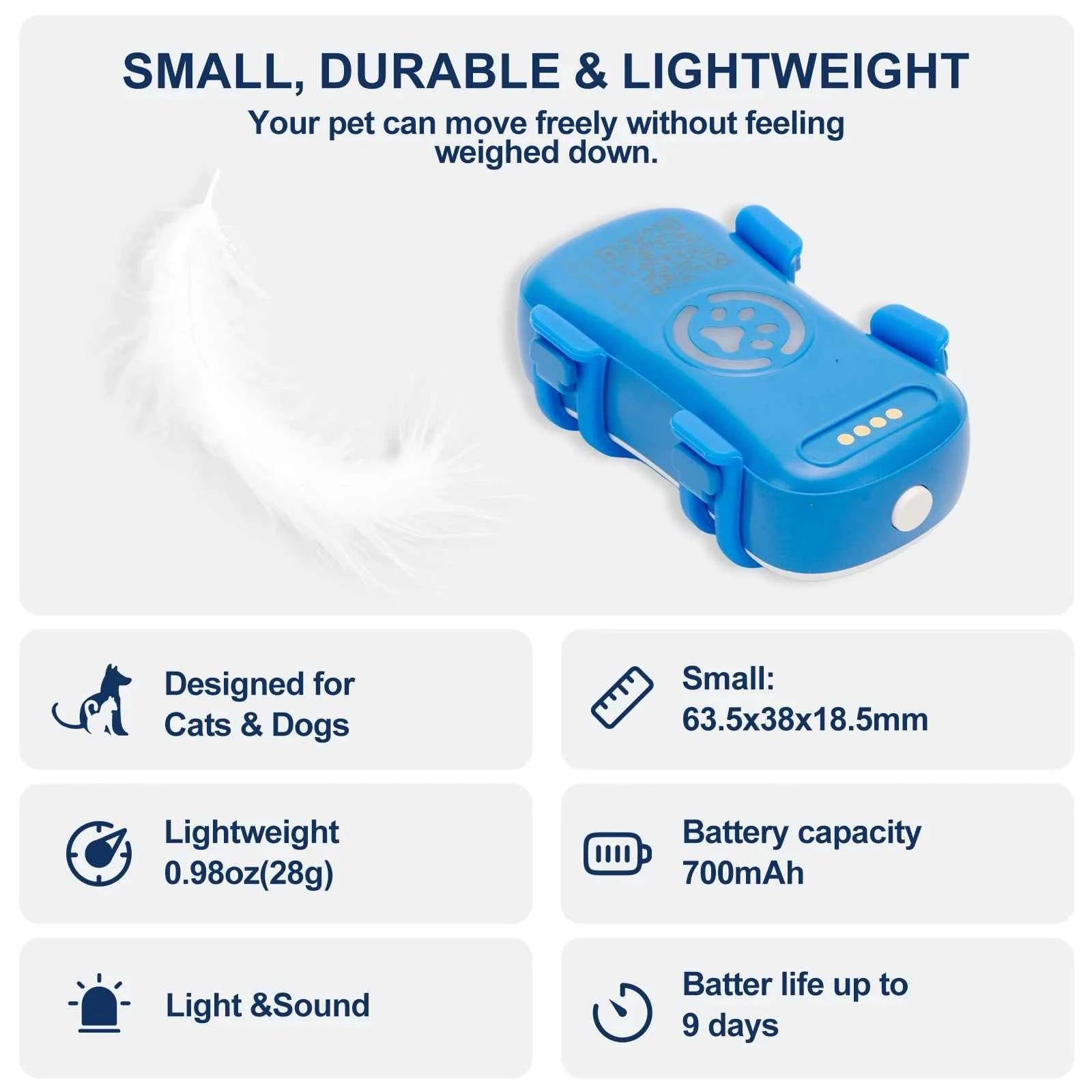 4G GPS Tracker for Dogs Cats, Real-time Pet Locator with Light Sound Alarm, US Seller, IP67 Waterproof, Safe Zone, with App Subscription, US Stock