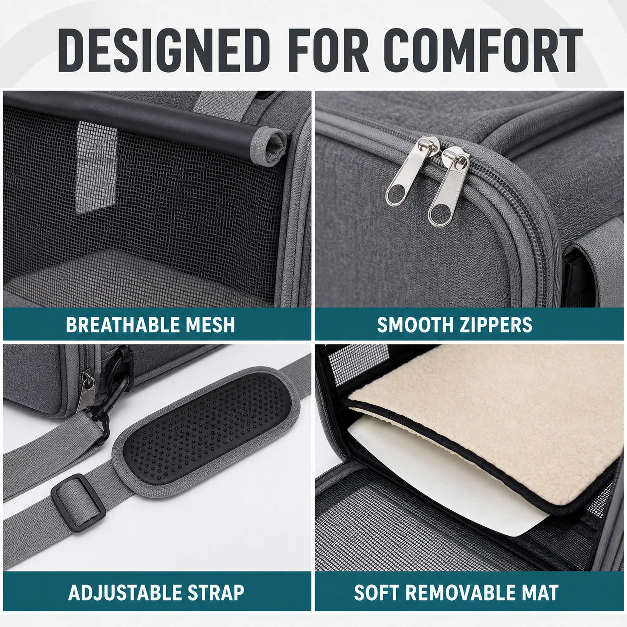 Portable Expandable Pet Travel Bag Soft Sided Breathable Carrier Crossbody