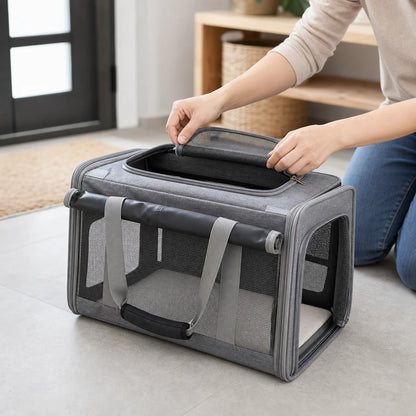 Portable Expandable Pet Travel Bag Soft Sided Breathable Carrier Crossbody