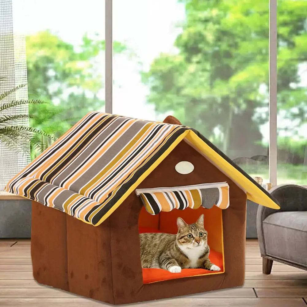 Pet Cat House Waterproof Comfortable Cotton Nest For Outdoor Outdoor House In Winter Thick Warm Can Be Taken Apart Washed Folded