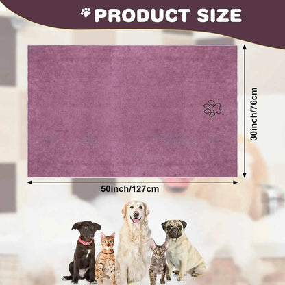Pet Drying Towel for Dogs & Cats, Ultra-Absorbent Microfiber Bath Towel with Paw Print, Soft Quick Dry Shammy Towel for Puppy