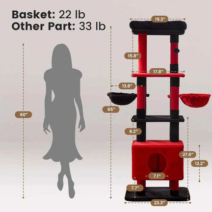 Extra Large Multi Level Cat Tree Tower Heavy Duty Furniture Sisal Scratching Post Hammock Condo Platform