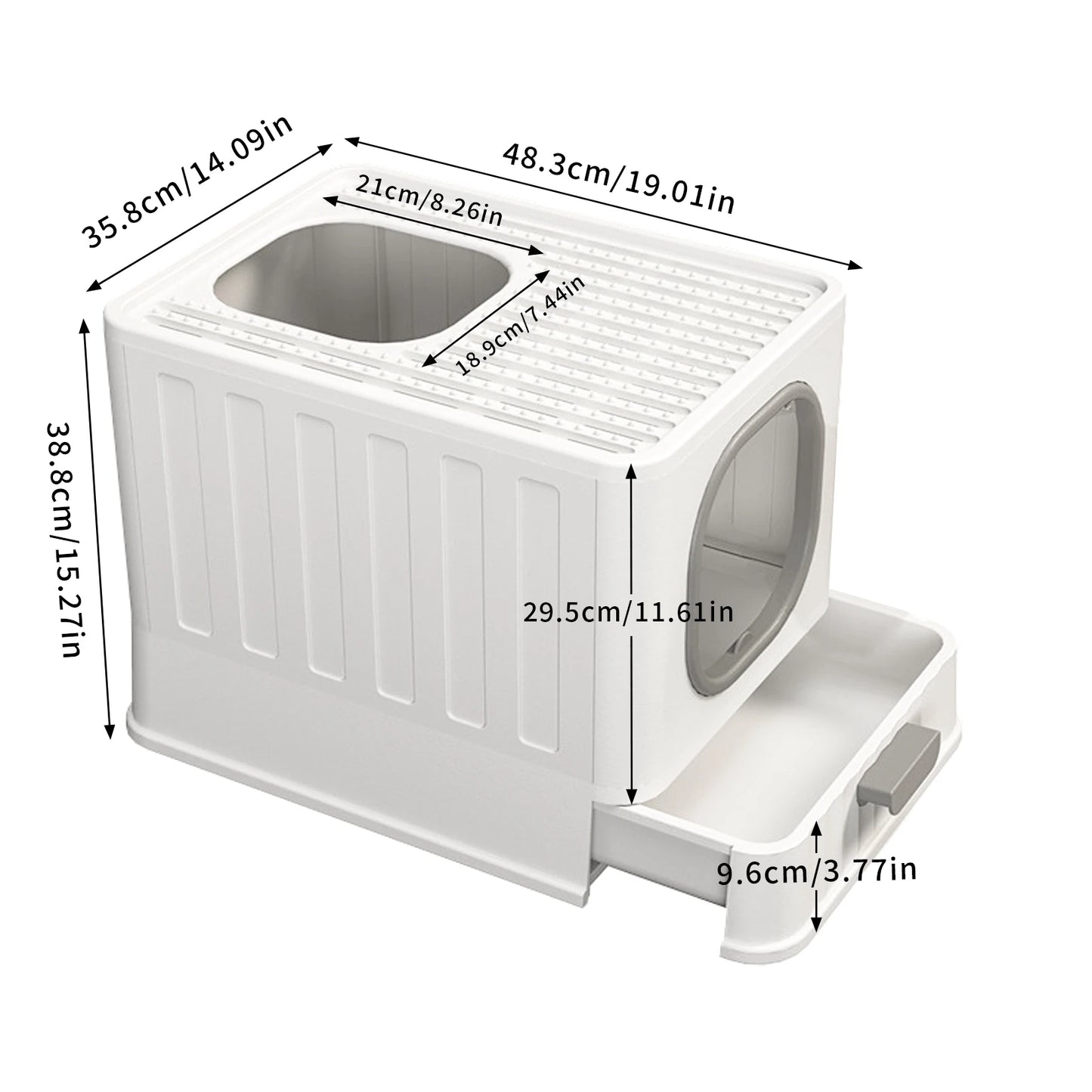 Enclosed Cat Litter Box With Lid Top Entry Scoop Included