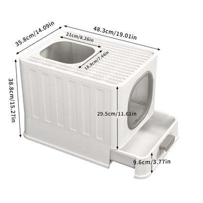 Enclosed Cat Litter Box With Lid Top Entry Scoop Included