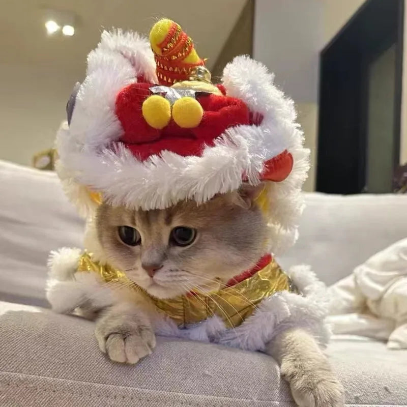 Lion Dance Dog Cat Costume For Chinese Spring Festival Pet