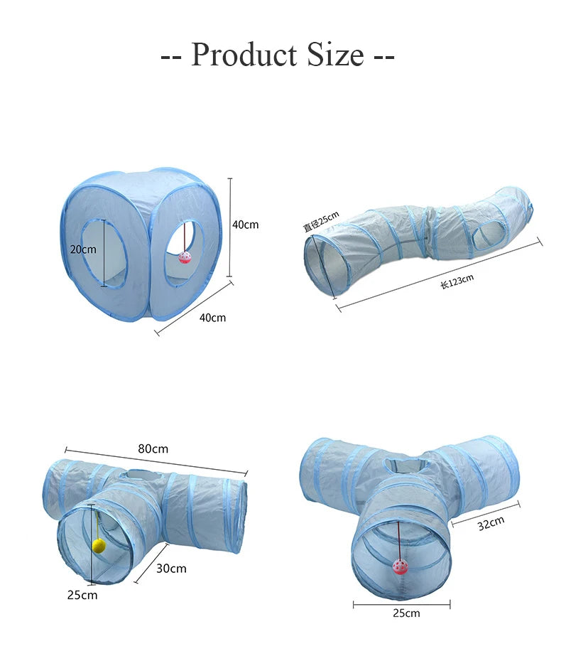 Foldable Cat Tunnel Tube Toy With Peep Hole Interactive Play