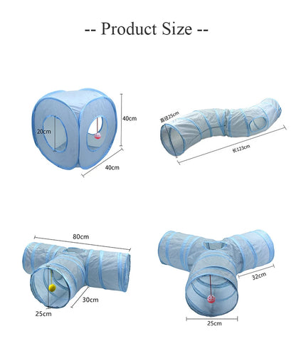 Foldable Cat Tunnel Tube Toy With Peep Hole Interactive Play