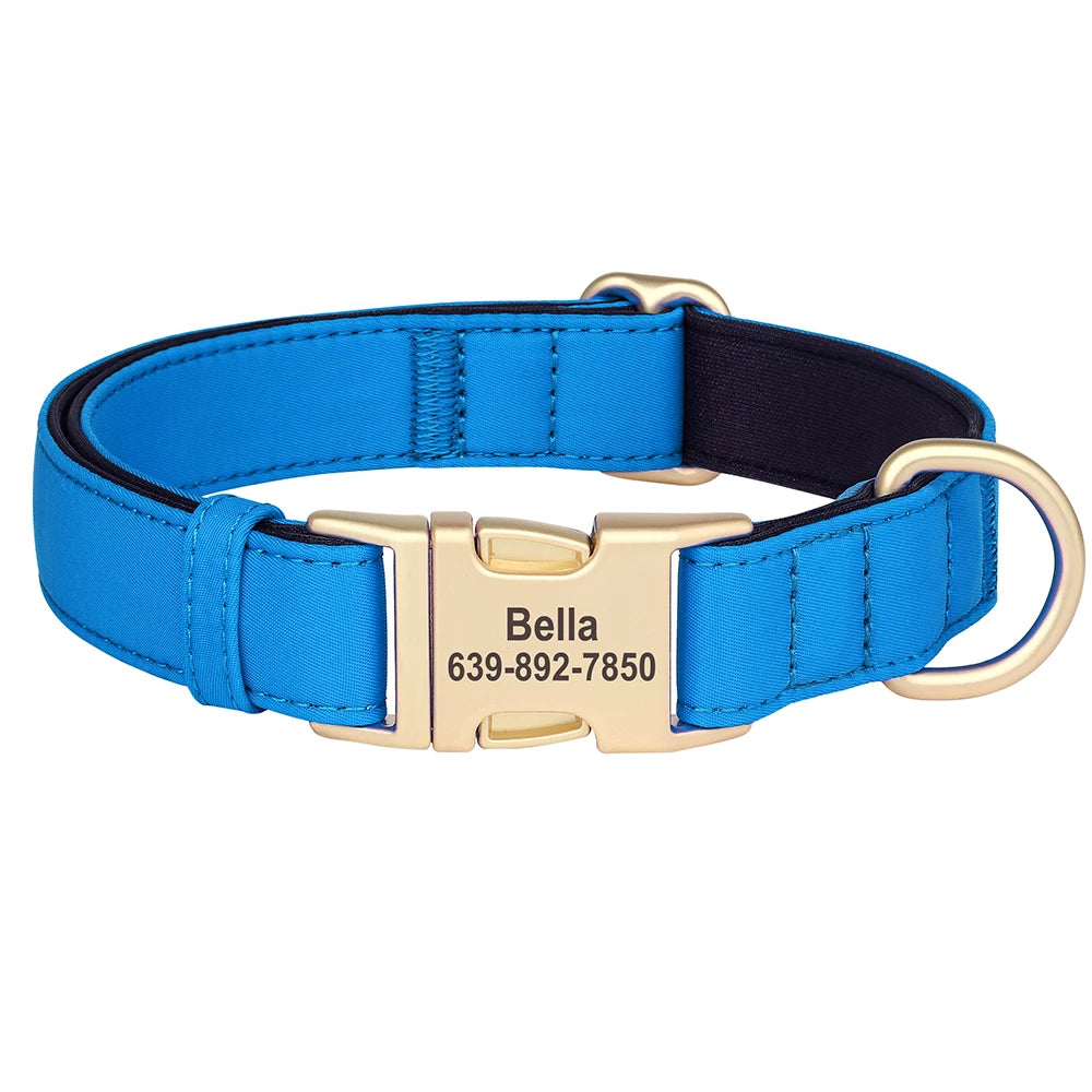 NONECN Personalized Waterproof Nylon Dog Collar Padded Engraved