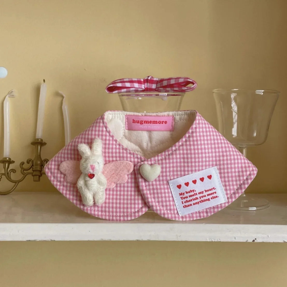 JOANINPET Cute Plaid Rabbit Cape Dog Cat Fleece Scarf Accessories
