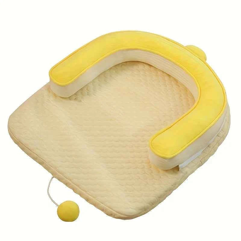 Summer Cooling Cat Bed - Self-Cooling Pet Mat, Breathable Dog Mattress, Ice Gel Cooling Pad for Cats and Dogs, Plush Bell-Shaped Soft U-Shaped Nest, Elevated Cooling Bed for Indoor Pets