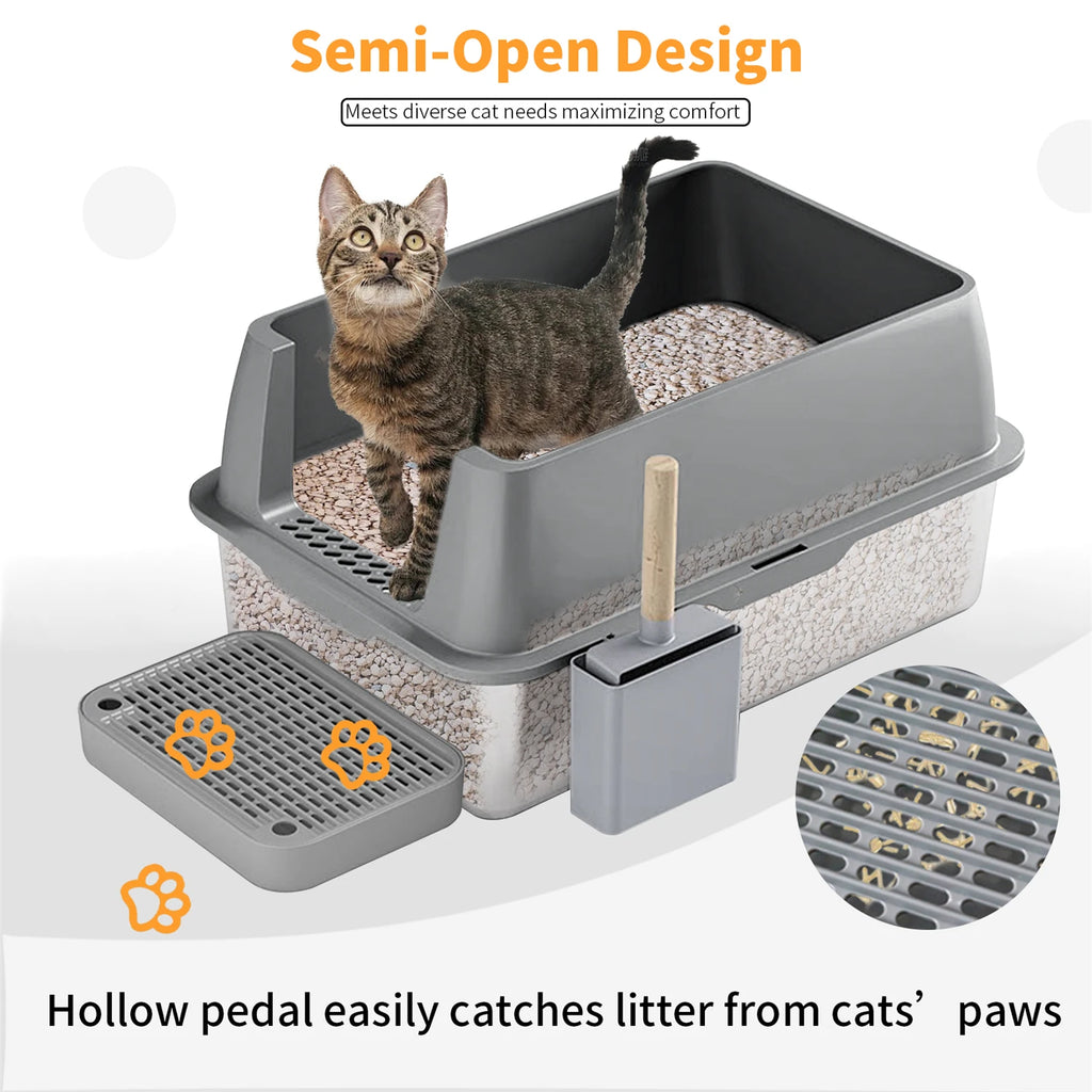 Stainless Steel Enclosed Cat Litter Box With Lid And High Walls