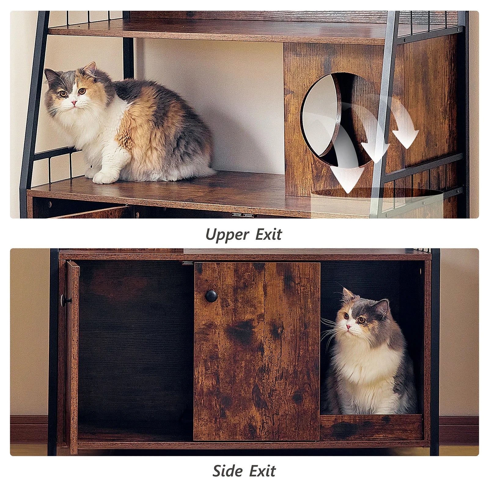 Redlife Cat Litter Box Enclosure With 3 Shelves And Doors