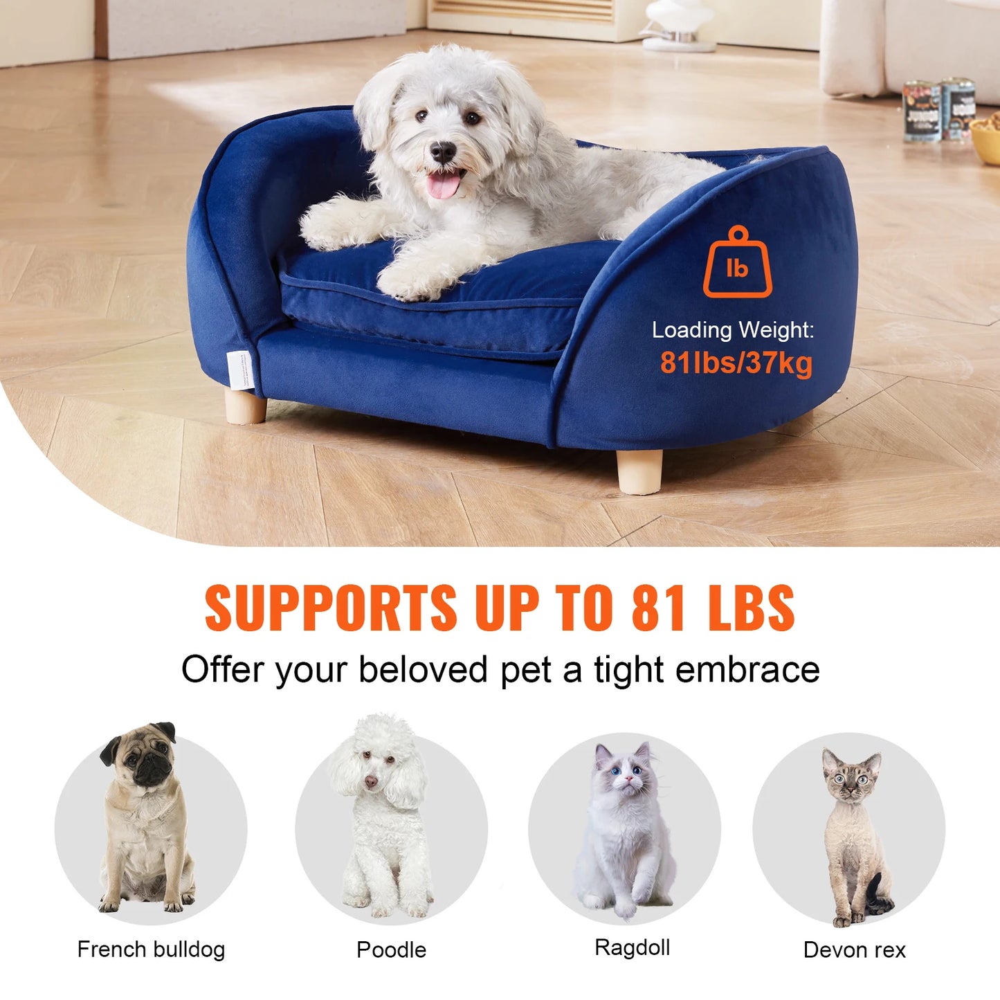 SucceBuy Velvet Pet Sofa for Dogs and Cats Living Room