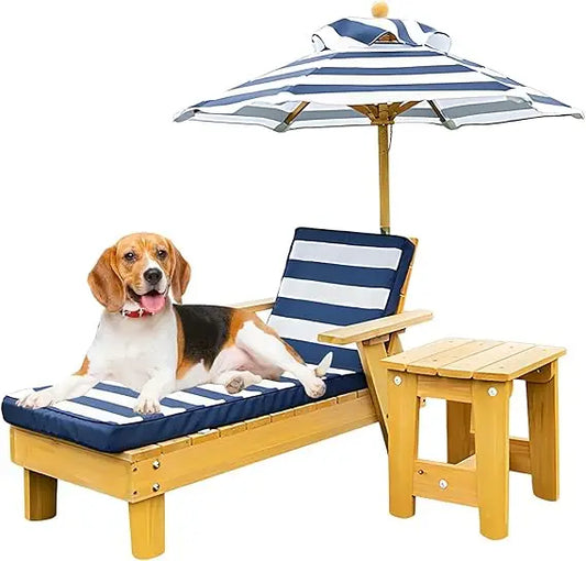 Elevated Dog Bed for Large Dogs with Waterproof Canopy | Indoor/Outdoor Pet Chaise for Backyard, Pool, Beach | Removable Cushion
