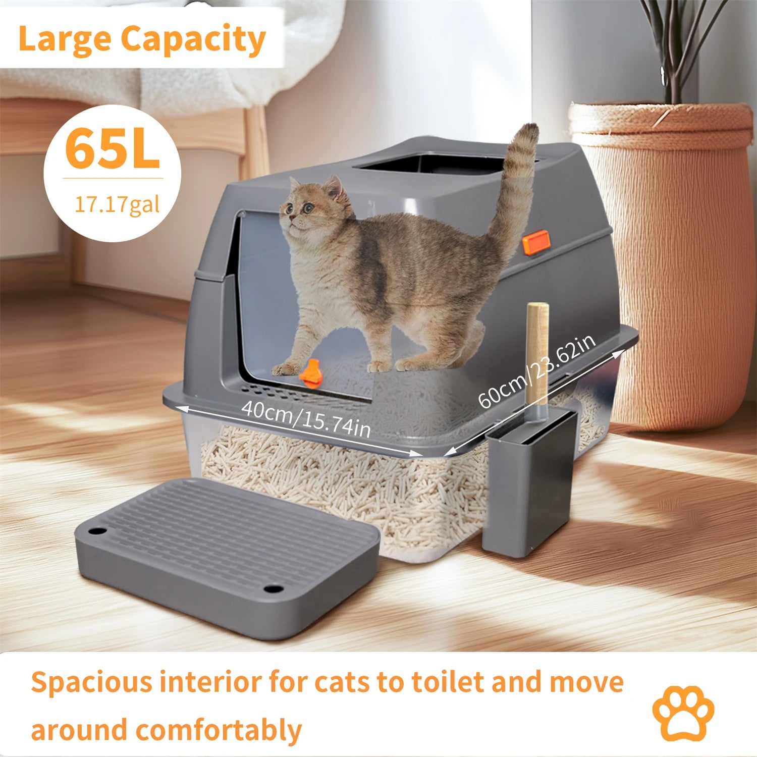 Stainless Steel Enclosed Cat Litter Box With Lid And High Walls