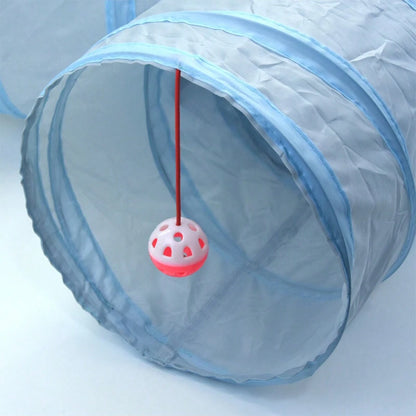 Foldable Cat Tunnel Tube Toy With Peep Hole Interactive Play