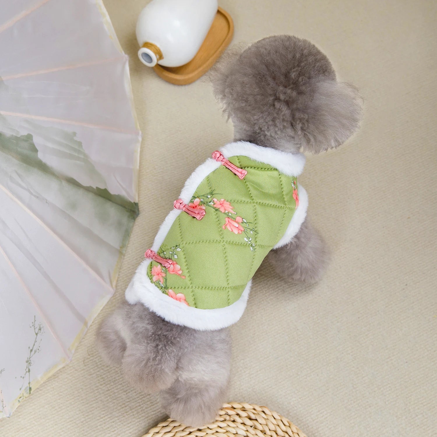 Chinese Style Pet Dog Tang Suit Winter Warm Vest Clothing
