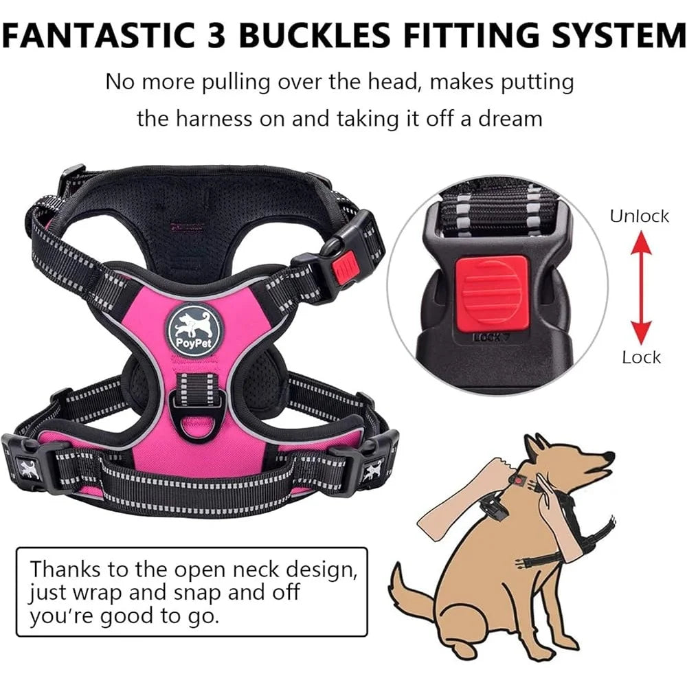No Pull Reflective Dog Harness With Padded Handle Walking