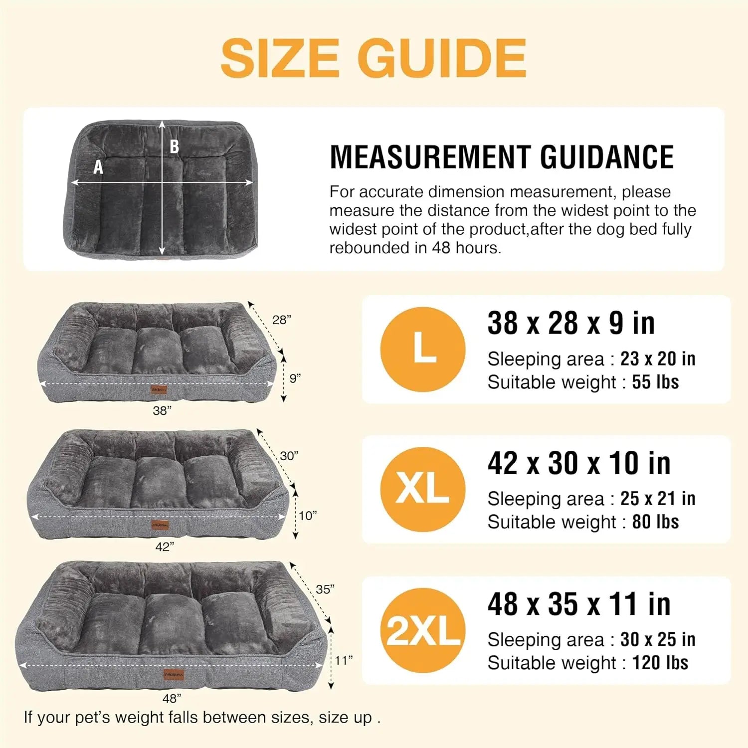 Orthopedic Dog Bed With Thick Support Waterproof Cover Non Slip