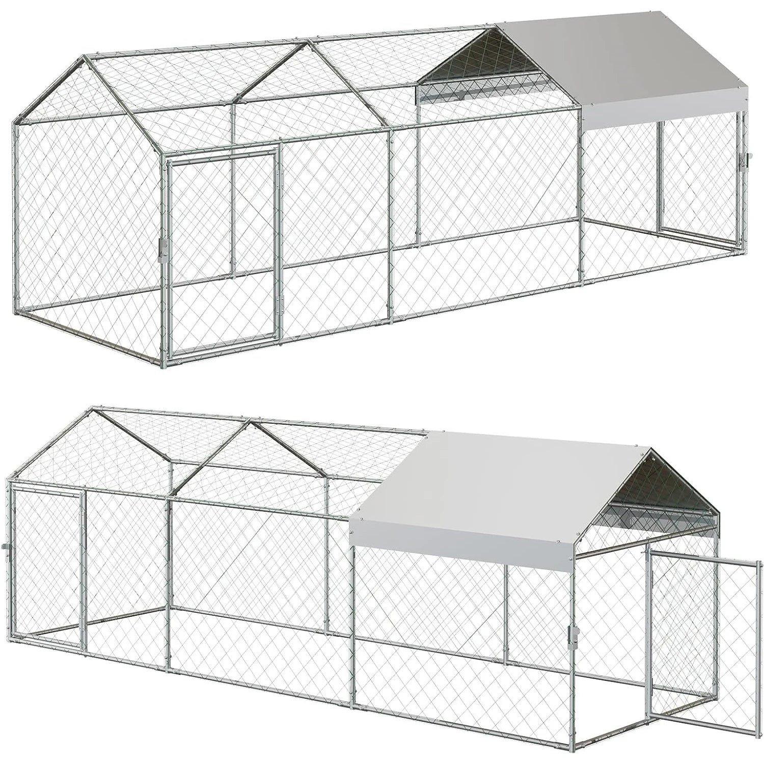 HiMISS Metal Chicken Coop With Waterproof UV Cover For Outdoors