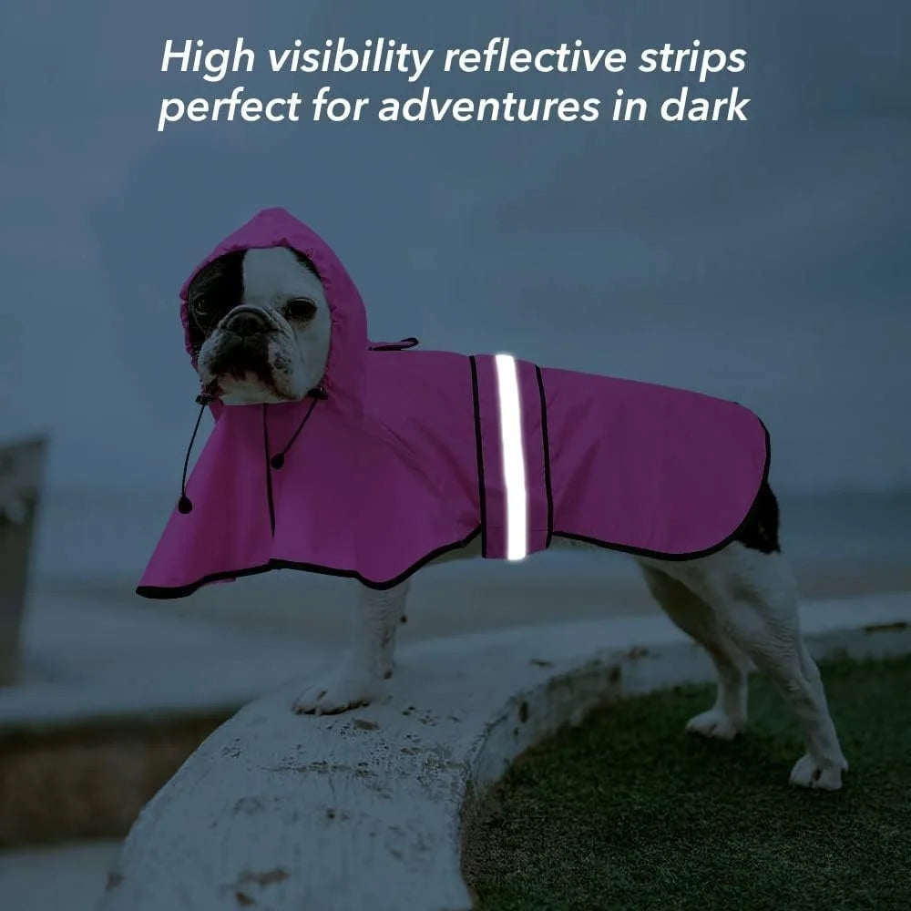 Waterproof Lightweight Dog Raincoat Reflective Adjustable Pet Poncho Jacket Hooded Rain Gear Small Medium Large Dogs