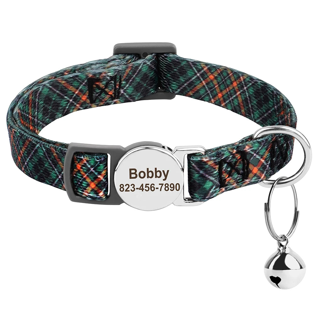 Free personalized kitten collar, engraved with pet dog's name, anti-lost, suitable for cats and small dogs, adjustable