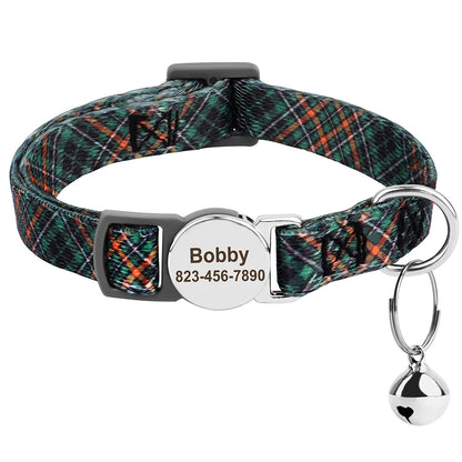 Free personalized kitten collar, engraved with pet dog's name, anti-lost, suitable for cats and small dogs, adjustable