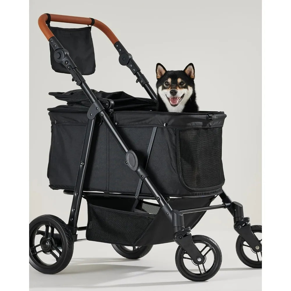 Dog Stroller for Large Dogs, pet Stroller for Medium Dogs Up to 66lbs, All-Terrain with Adjustable Handle & Canopy, Sun S