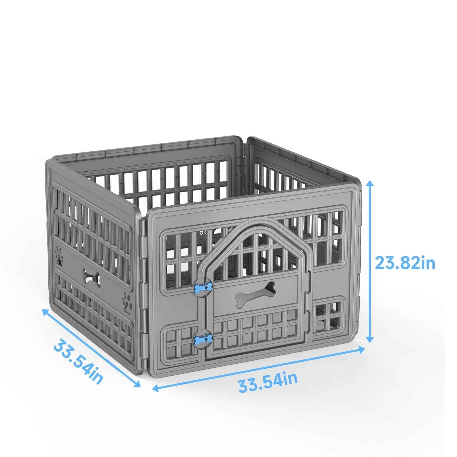 4 Panels Plastic Pet Playpen Indoor Outdoor Dog Fence, Foldable Puppy Exercise Pen for Small Medium Pets