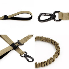 Military Dog Leashes Adjustable Leash Quick Release Elastic Rope With 2 Control Handle For Medium and Small Dogs Accessories