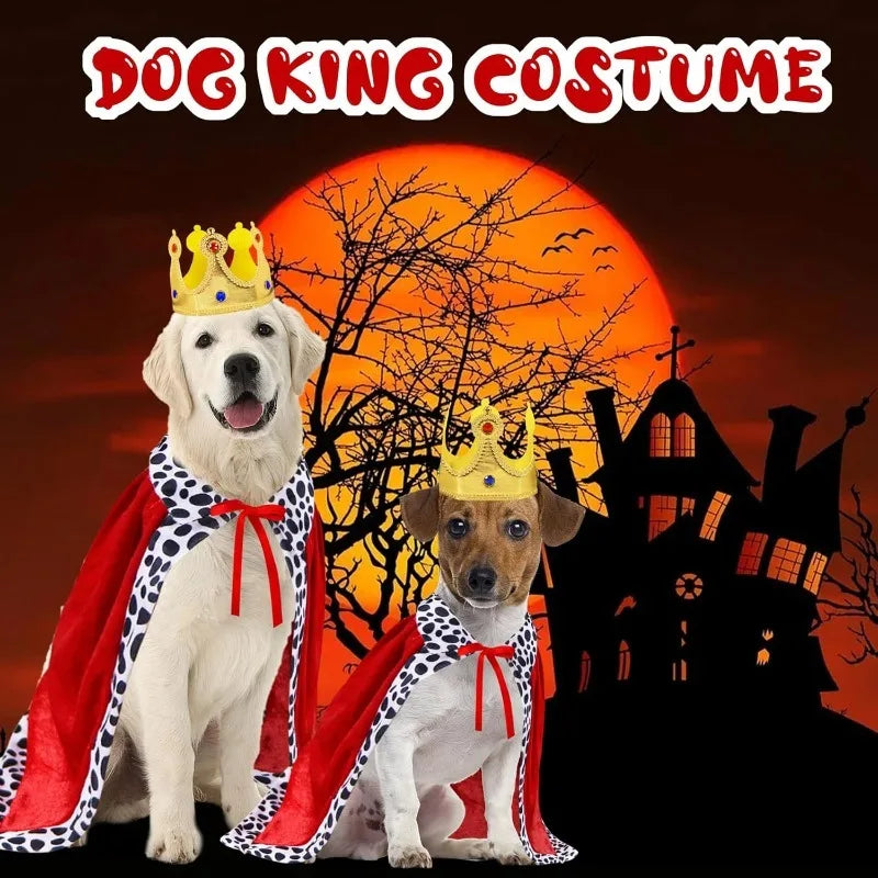 Halloween Dog Party Costumes Funny Dog King Costume for Small Medium Large Dogs Weird Pet Cloak Transformation Suit Holiday Gift