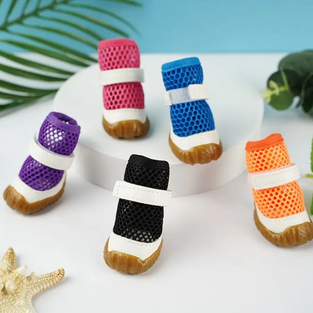 Su Dog Shoes Breathable Dog Net Shoes Soft PVC Hollow Out Dog Shoes Anti-Slip Dog Sandals Shoes Outdoor