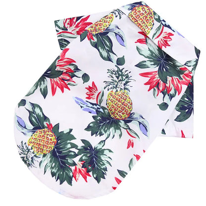 Hawaiian-style pet dog clothing Summer beach dog shirt Suitable for small and medium dogs Dog puppy cat clothes Pug French Bulldog