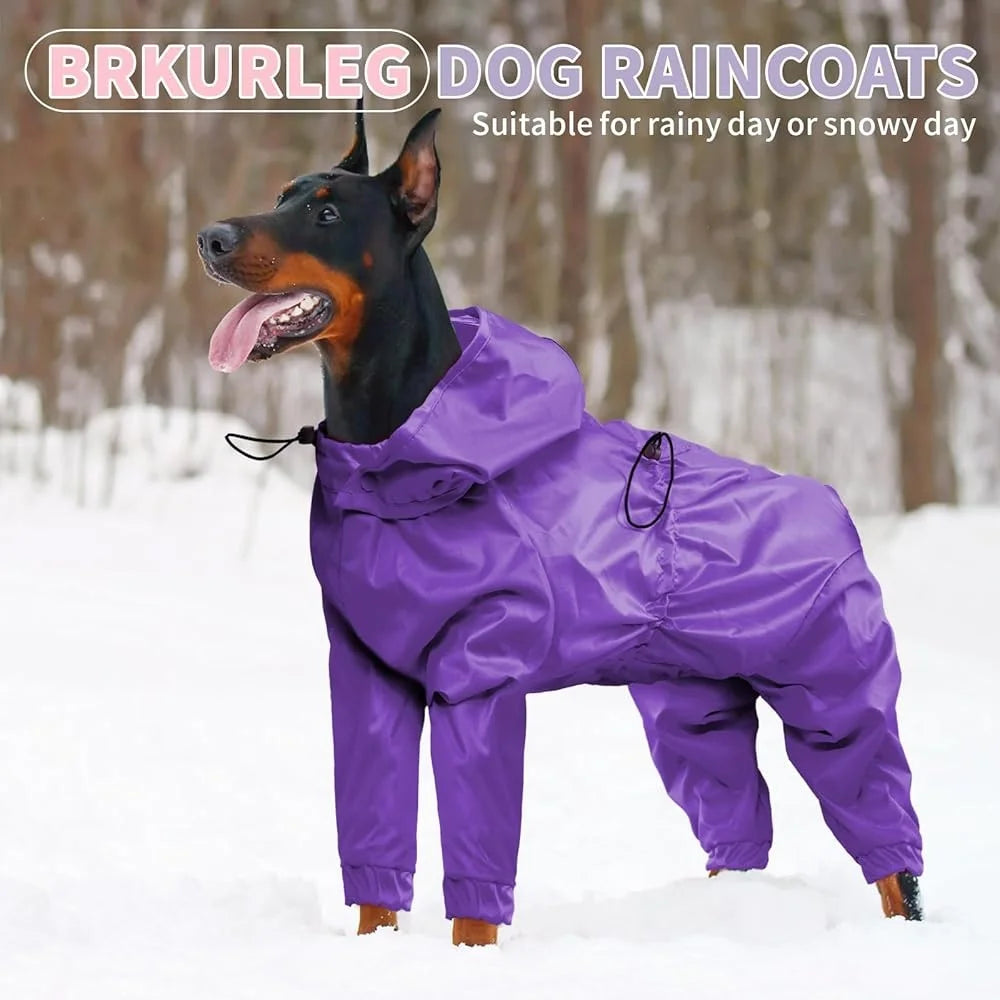 Waterproof Dog Raincoat Reflective Pet Poncho Jacket with Leash Hole Medium Large Dogs Rainproof Comfortable Outdoor Use