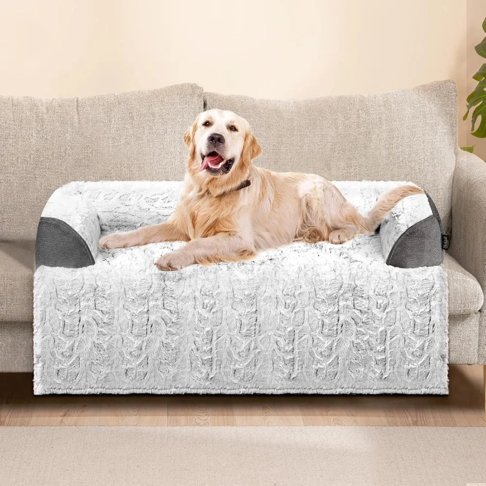 Dafify Cozy Faux Fur Dog Bed Sofa Protector Removable Cover